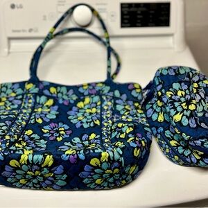 Indigo Pop Vera Bradley Handbag And Makeup Bag